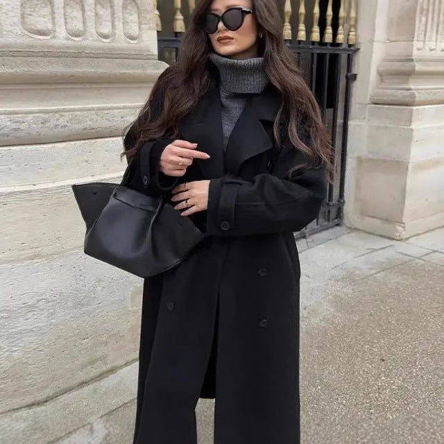 Black Long Oversized Trench Coat