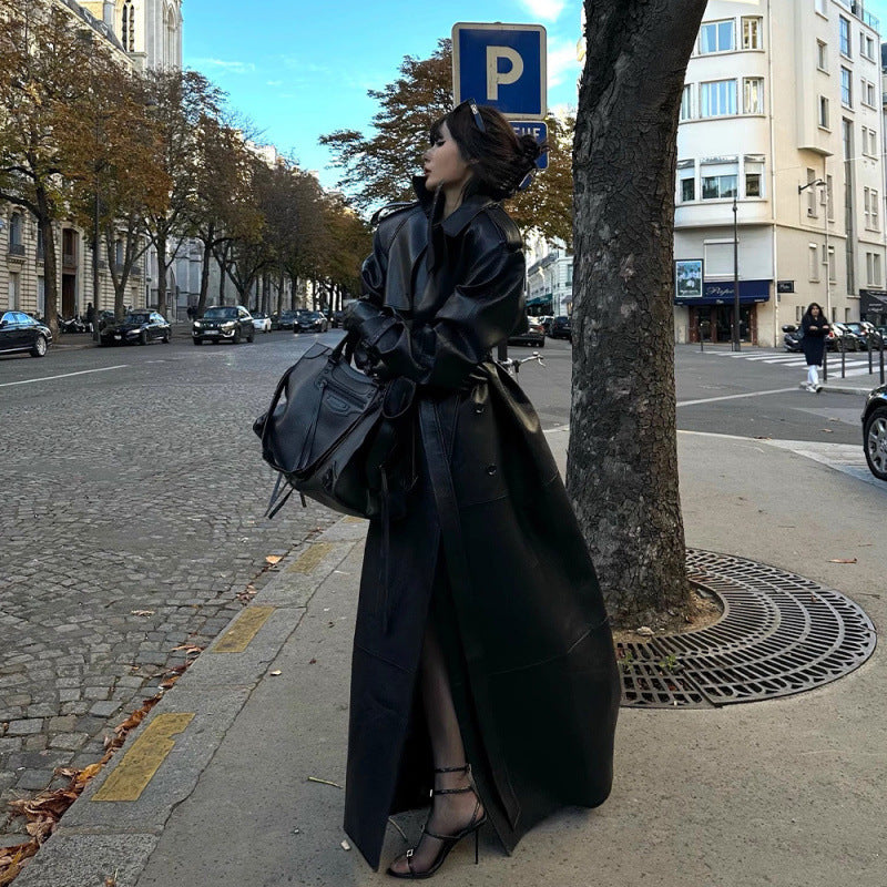 Oversized Leather Trench Coat – A Timeless and Powerful Style