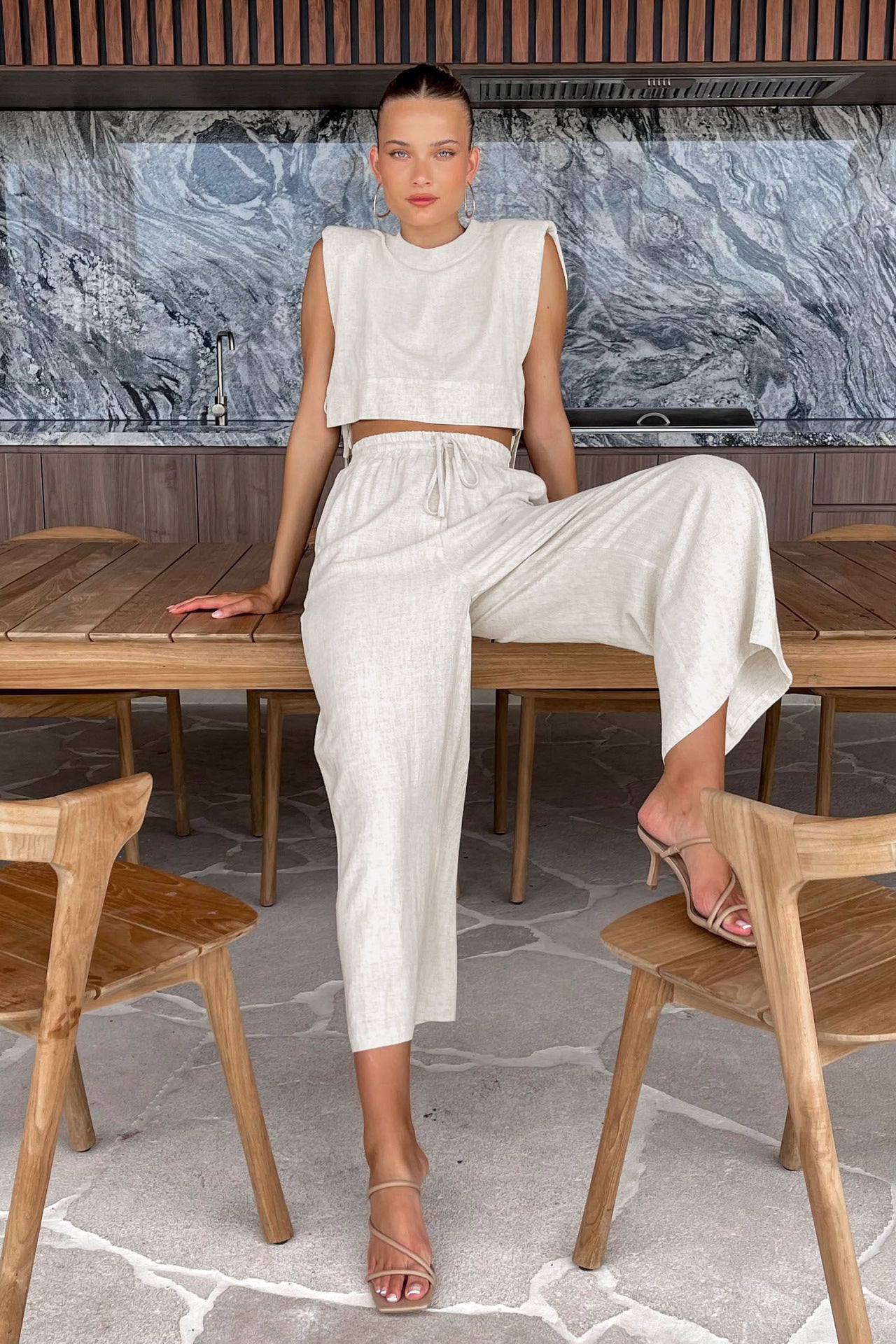 Linen Cotton Blend Two Piece Suit