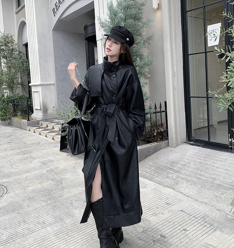 Oversize Leather Trench Coat