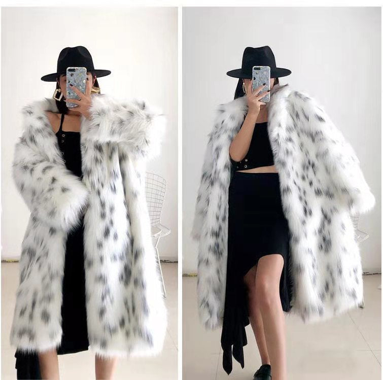 Patterned Oversize Fur Coat