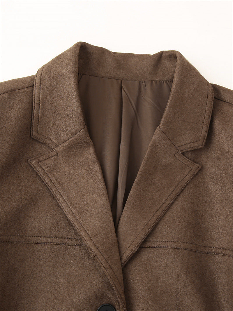 Brown Suede Blazer Jacket