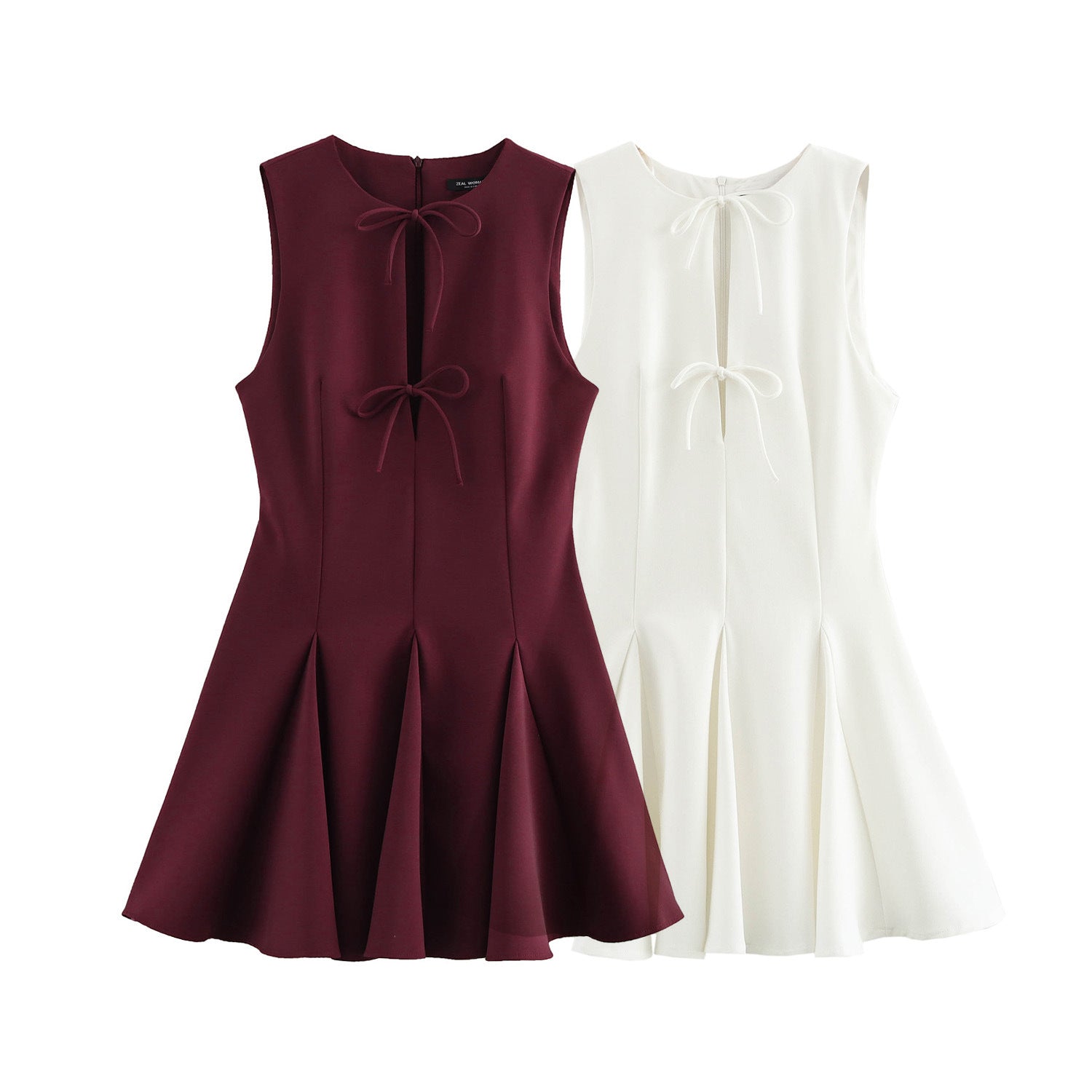 Double Bow Detailed A-Line Mini Dress