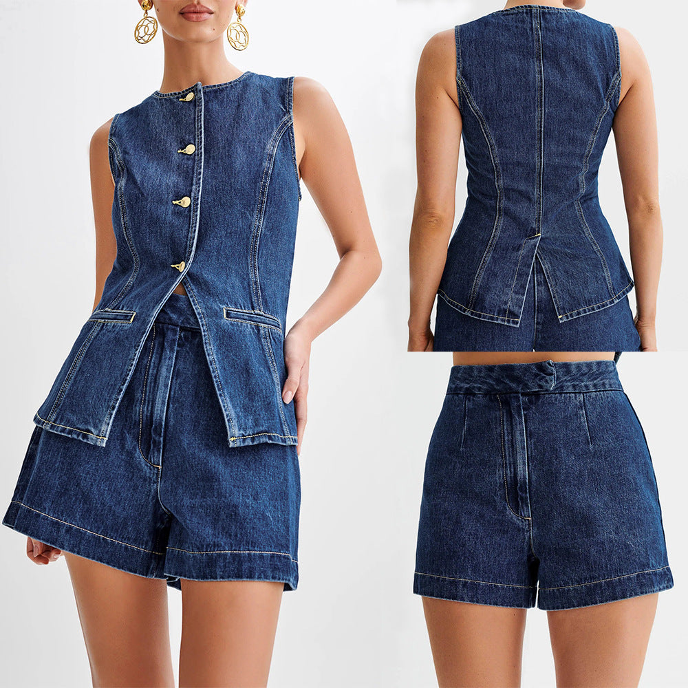 Jeans - Vest Shorts Set