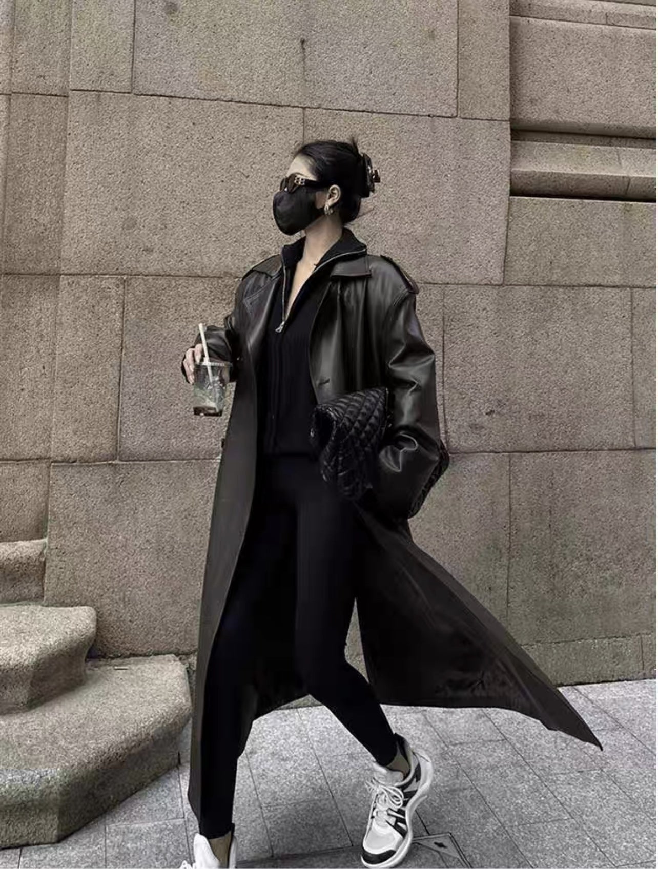 Midnight Luxe Leather Trench Coat