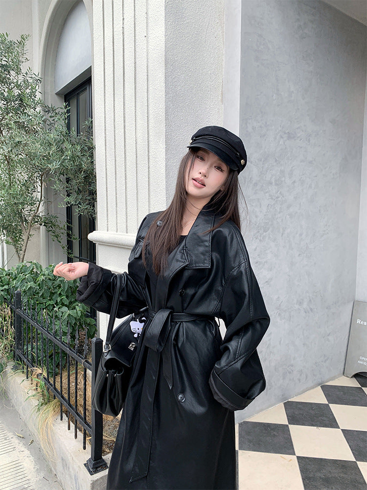 Oversize Leather Trench Coat