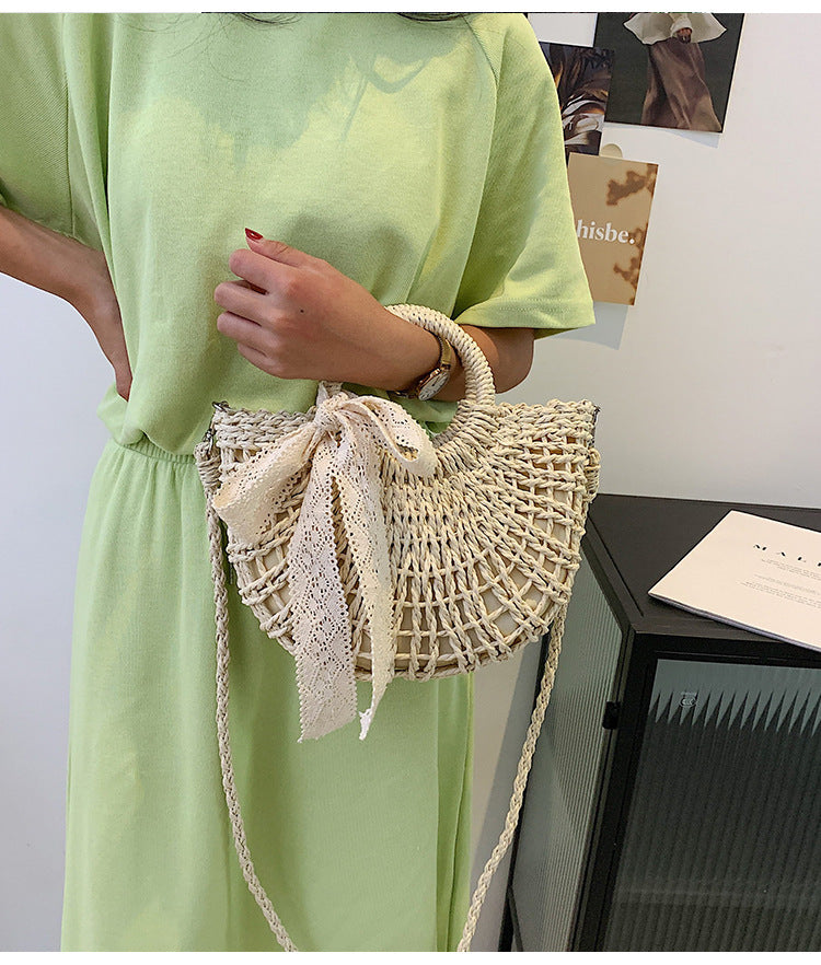 Lace Straw Bag