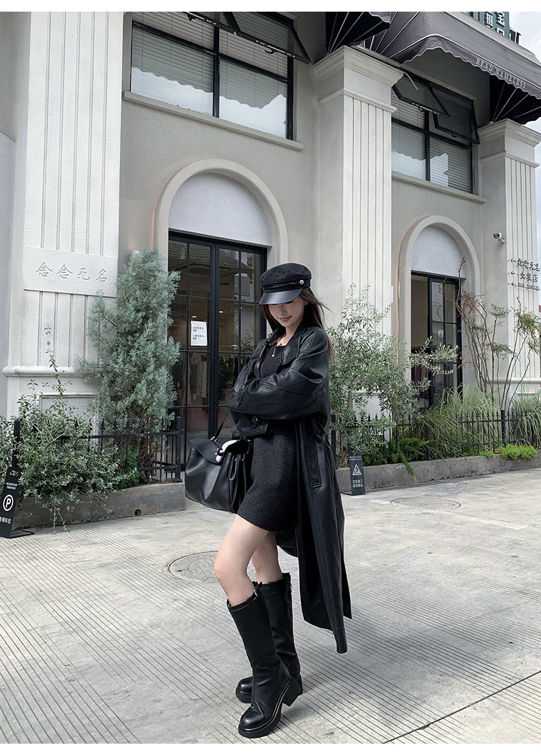 Oversize Leather Trench Coat