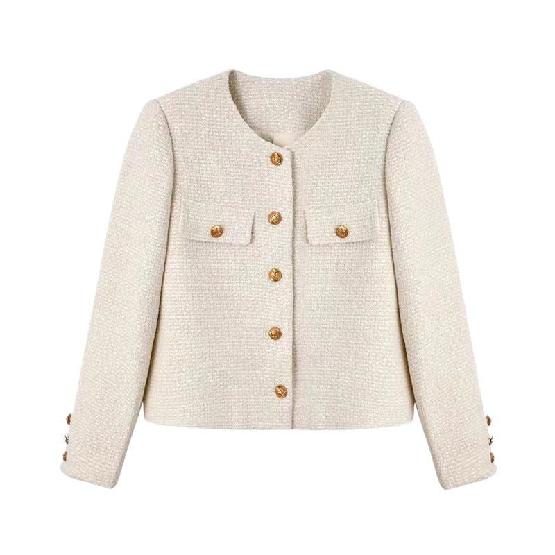 Classic Gold Buttoned Boucle Jacket