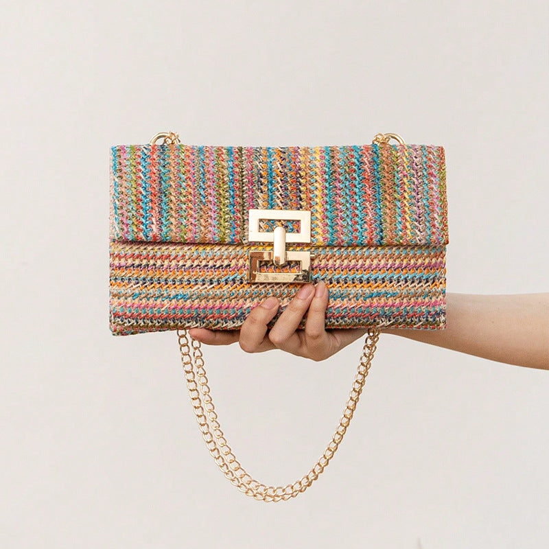 Serena Wicker Textured Chain Shoulder Bag
