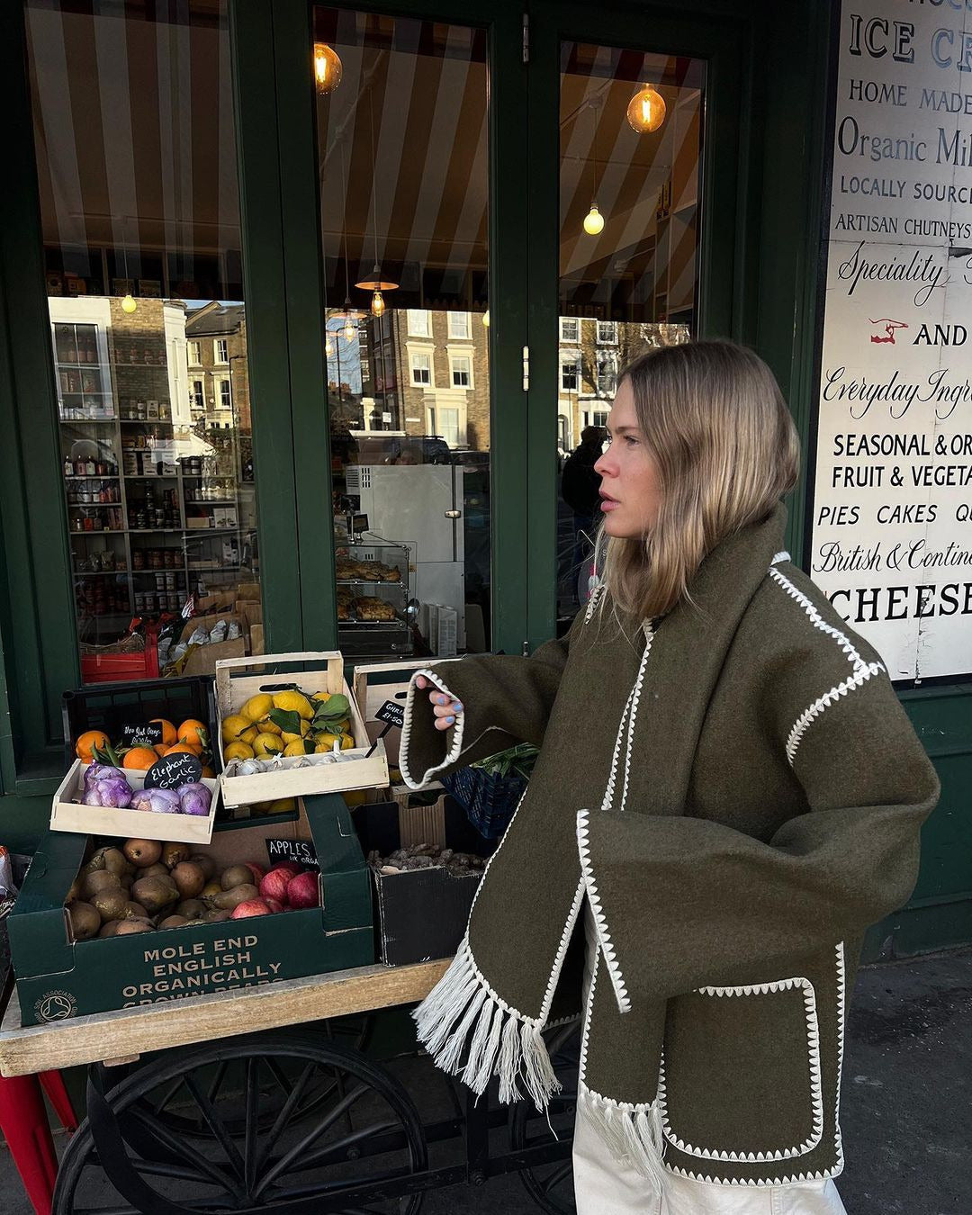 Contrast Cut Jacket and Scarf