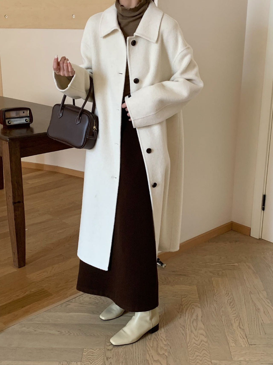 100% Natural Wool Long Coat