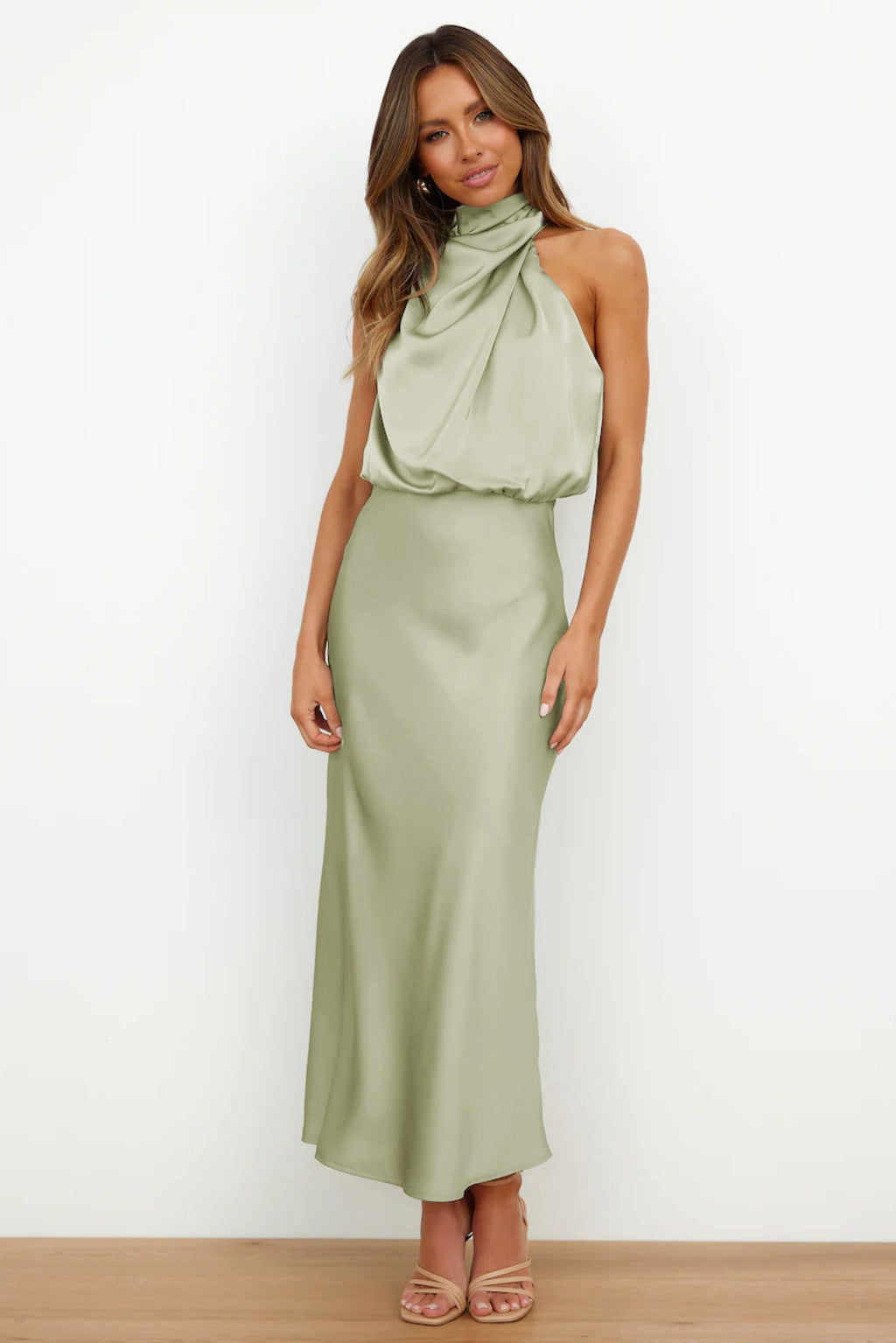 Draped Satin Dress