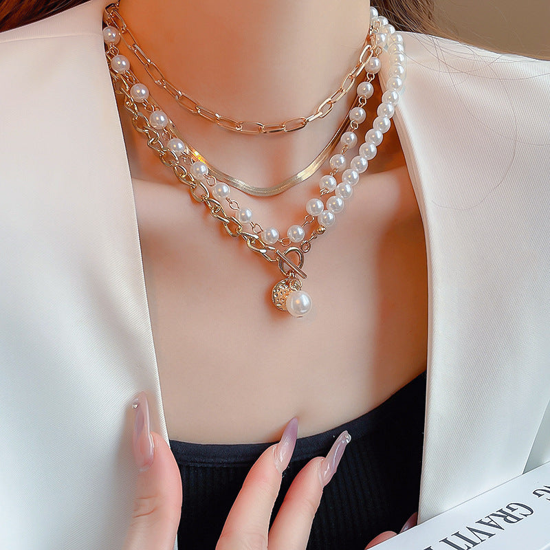 Pearl Decor Chain Layered Necklace