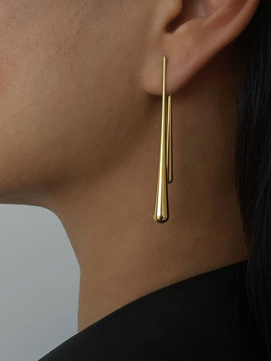 Drop Shaped Gold Plated Earrings